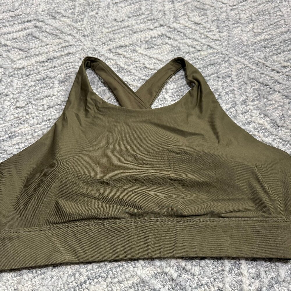Fabletics no bounce high impact sports bra olive green size XL